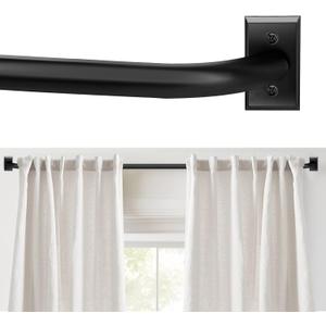 Blackout Curtain Rod, Adjustable Extra Long Drapery Rod for Windows 66 to 184 Inches(5.5-15.3Ft), Wrap Around Heavy Duty Curtain Rods, French Return Room Darkening Curtain Rod, Matte Black
