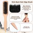 2 x Brush for Slick Back Hair Pointed Tail Smoothing Hair Brush Boar Bristle Boar Brushes for Women & Men, Beard Brushes,Suitable for Fine and Soft Hairs, Can Easily Polish, Shape, Section and Part