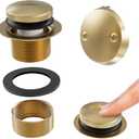 Gold Bathtub Drain Kit, All Metal Tub Drain Trim Kit with 2-Hole Overflow Face Plate and Universal Fine/Coarse Thread Assembly, Brushed Gold