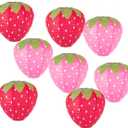 8PCS Red and Pink Strawberry Lanterns for Fruit Themed Party Decor Kids Birthday Strawberry Decorations Hungry Caterpillar Party Supplies Hanging Ornaments