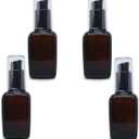 4 Pcs Amber Square Glass Lotion Bottle Refillable Lotion Containers with Black Pump Head and Cap Empty Cosmetic Containers Portable Travel Dispenser Jars Pots for Makeup Cream 50ml/1.7oz