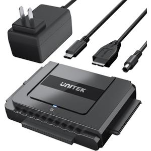 Unitek USB C to SATA 6Gbps IDE Adapter External Hard Drive Converter Kit for Universal 2.5/3.5 inch HDD/SSD Hard Drive Disk, DVD-ROM/CD-ROM/CD-RW, with USB C Connector & 12V/2A Power Adapter
