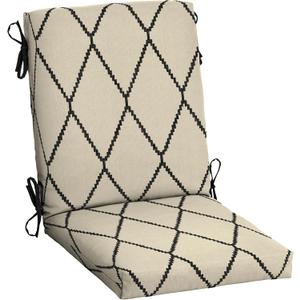 Arden Outdoor Patio Dining Chair Cushion, 20x44, Rain-Proof Seat Pad, Fade-Resistant Outdoor Cushion Tan Diamond Trellis