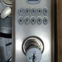 Kwikset 99170-003 SmartCode 917 Keypad Keyless Entry Contemporary Residential Electronic Lever Lock Deadbolt Alternative with Halifax Door Handle and SmartKey Security, Satin Nickel