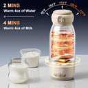 Portable Bottle Warmer for Travel, 17 Oz Baby Bottle Warmer, Super Fast Charging Milk Warmer with Adjustable Temp & Keep Warm for Formula, Breastmilk, Rechargeable Water Warmer, Beige