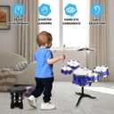 Toddler Drum Set Kids Jazz Drum Kit 8 Piece - Educational Percussion Musical Instruments Toy Playset Christmas Birthday Gift for Boys Girls, Blue