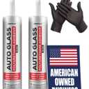 [2 Pack] Polyurethane Windshield Adhesive with Fast Curing Formula - High Bond Strength Window Sealant Compound - Easy Automotive Glass Glue - Windshield Sealant Black - Vehicle & RV Polyurethane Glue