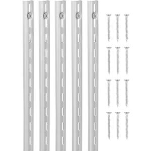 VEVOR Shelf Pilaster, 39-inch 10 Pack, Upright Wall Shelving System, Heavy Duty Support System Single Slot Shelf Rails, 40 Screws Included, Suitable for Cabinet Closet Organization Storage, Silver