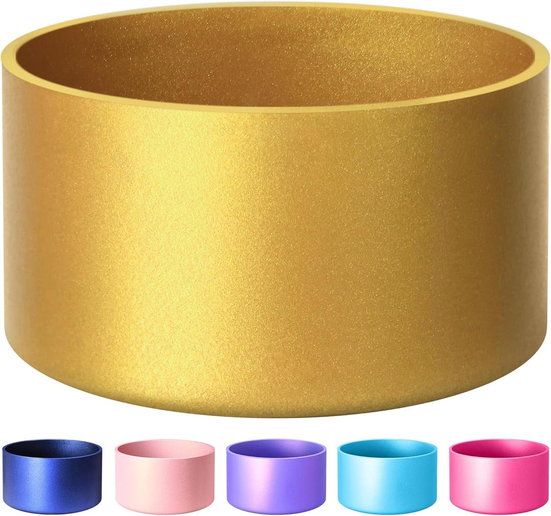 Protective Metallic Matte Luster Silicone Boot, Compatible with Stanley/Simple Modern 20-40oz & Water Bottle 12-24oz and More Bottles with 2.8-3in Base, Glitter Anti-Slip Bottom Sleeve Cover, Metallic Gold
