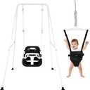 4-in-1 Toddler Swing Set & Baby Jumper and Bouncers, Heavy Duty Baby Swing Set with Foldable Metal Stand for Indoor & Outdoor, Suitable for Children 6 Months and Older, Easy to Assemble & Store