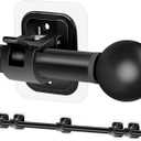 Curtain Rods No Drilling for Windows 48 to 84-96 Inch,5/8 Inch Diameter Drapey Pole with No Drill Curtain Rod Brackets,Renter Friendly Cortineros Para Ventanas with Adhesive Holder Black