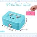 4 Pieces Small Money Box with Lock and Slot 4.5 x 3.3 x 2 Inch Metal Cash Box Set with Key Lock Metal Cash Boxs Piggy Bank Metals Coin Bank Gifts Without Money Tray (Black, Green, Gray, Pink)
