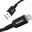 Philips USB Charging Cable with Lightning Connector, 4 Ft Long Cord, Apple MFi Certified, Compatible w/Apple iPhone Xs Max/XS/XR/X/8 Plus/8/7 Plus/7/SE, iPad, iPad mini, iPad Air, Black, DLC4104V/37