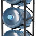 5 Gallon Water Jug Holder, 3-Tier Water Bottle Holder with Wood Top Shelf, Heavy Duty Water Cooler Jug Rack, Water Dispenser Storage Stand for Kitchen Office and Living Room