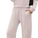 XIEERDUO Lounge Sets for Women 2025 Sweatsuit 2 Piece Outfits Sweatshirt Wide Leg Sweatpant Tracksuit Matching Set (Medium, Apricot)