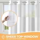 River Dream White No Hook Fabric Shower Curtain or Liner with Sheer Window, No Liner Included or Needed, Water Repellent, Machine Washable, 71" Wx74"L