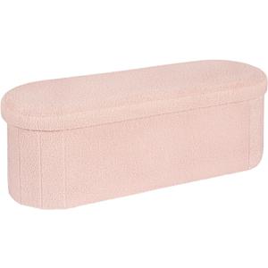 B FSOBEIIALEO Ottoman with Storage for Living Room, Sherpa Folding Storage Ottoman Foot Rest, 43.3 Inches Collapsible Bedroom Bench Pink, 43.3"*15"*15"