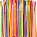 100PCS Flexible Plastic Straws, Colorful Disposable Bendy Party Fancy Straws12.8inch Extra Long Straws Party Decorations