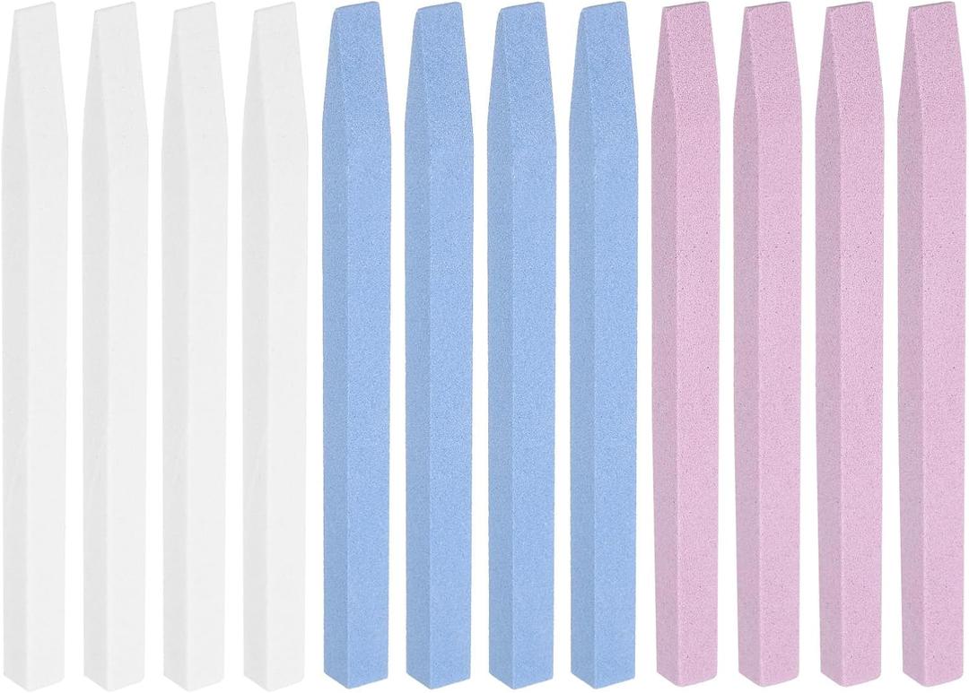 HARFINGTON 12pcs Pumice Stone Nail File, Pumice Nail Polishing Stick Cuticle Remover Pusher, Professional Quartz Stone Nail Filing Buffer Manicure Tool for Salon Nail Art Care