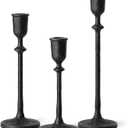 Antique Candlestick Holders Set of 3, Cast Iron Taper Candle Holder for Dining Table Centerpiece, Wedding, Fireplace Mantel Decor, Vintage Tall Candle Stands, Christmas Decorations, Matte Black