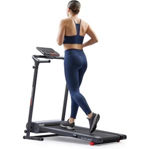 Sunny Health & Fitness Compact Foldable Treadmill - Easy Assembly, Quiet Operation, LCD Performance Monitor, Device Holder - Running & Walking Exercise, Optional Free SunnyFit App Bluetooth Connection (One Size, Smart)