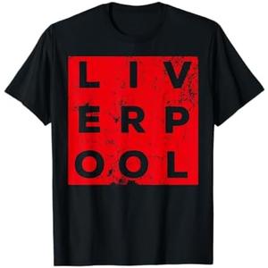 Cool Retro Grunge Vintage Look Liverpool Shirt Gift T-Shirt, Black, M