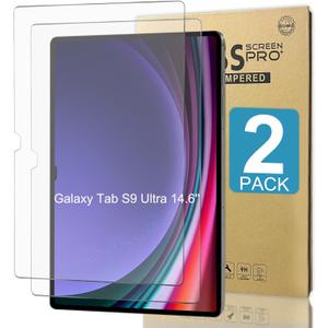 2 PACK- Screen Protector for Samsung Galaxy Tab S10 Ultra/S9 Ultra/S8 Ultra 14.6 Inch 2023/2022,Tempered Glass Protector Bubble-free,Scratch Resistance,S Pen Compatible,9H Hardness,Anti-fingerprint (For galaxy S9 ultra 14.6inch)