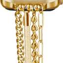 QINGQING Chain Bracelet Compatible for Apple Watch Band, Women Fashion Slim Jewelry Dressy IWatch Bands 42/44/45mm Series 10 9 8 7 SE 6 5 4 3 Series 2 1 (Gold)