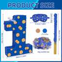 Cookie 1st Birthday Decorations, 15.7'' Cookie Number 1 Piata with Blindfold Stick and Confetti for Cookie Birthday Party Supplies (1st)