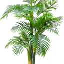 7FT Fake Palm Trees, Artificial Golden Cane Palm Tree 84IN, Green Large Tropical Palm Fake Plant in Pot for Indoor Outdoor, Living Room Outside Patio Office Home Decor
