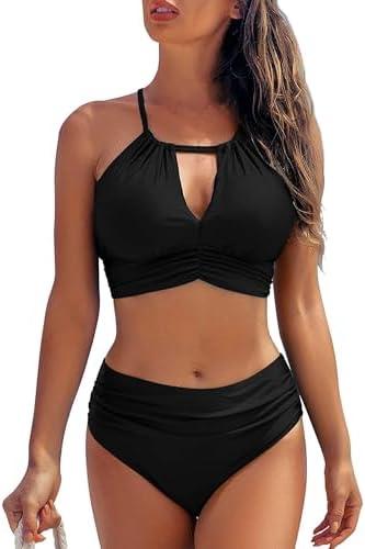 Women Halter Bikini Set High Waist Bottom Bathing Suit Sexy Swimsuit Size L