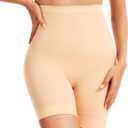 Tummy Control Shapewear Boyshorts, Seamless High Waisted Thigh Slimmer with Anti-Slip Silicone (M)