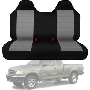 ESMING Front Bench Seat Cover with Molded Headrests Fit for Ford F-150 1999-2004, Thickened Waterproof Oxford Cloth, Solid Bench Seat Protector, Easy to Clean (gray)