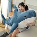Ryttir 31 Inch XL Big Shark Stuffed Animal,Soft Shark Plush Chubbier Stuffed Shark Dcor Fuzzy Shark Pillow,Perfect Stress Relief Shark Gifts for Women Kids (Blue)
