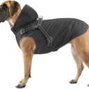 Mosucoirl Dog Raincoat Waterproof Dog Hoodie Reflective Dog Raincoat Hooded Adjustable Rain Jacket for Small Medium Large Dogs Puppies (Black, L)