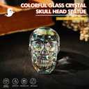 2 x 3in Handmade Crystal Skull Head Statue Colorful Glass Skull Decor Gifts for Halloween, Day of The Dead Decorations