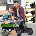 Peagprav Remote Control Tractor Toy with RC Trailer -23.6 Inches 1/16 Scale RC Monster Truck- 2.4GHz Toddlers Farm Vehicle Toys Set for Boys Girls Kids Ages 3-8 Year Old Birthday Gift, 12 inches x 4 inches x 5 inches