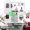 TaoHFE Wooden Kitchen Playset for Toddlers - Kitchen Toy Set with Lights & Sounds for Pretend Play, Gift for Kids Age 3+ (White)
