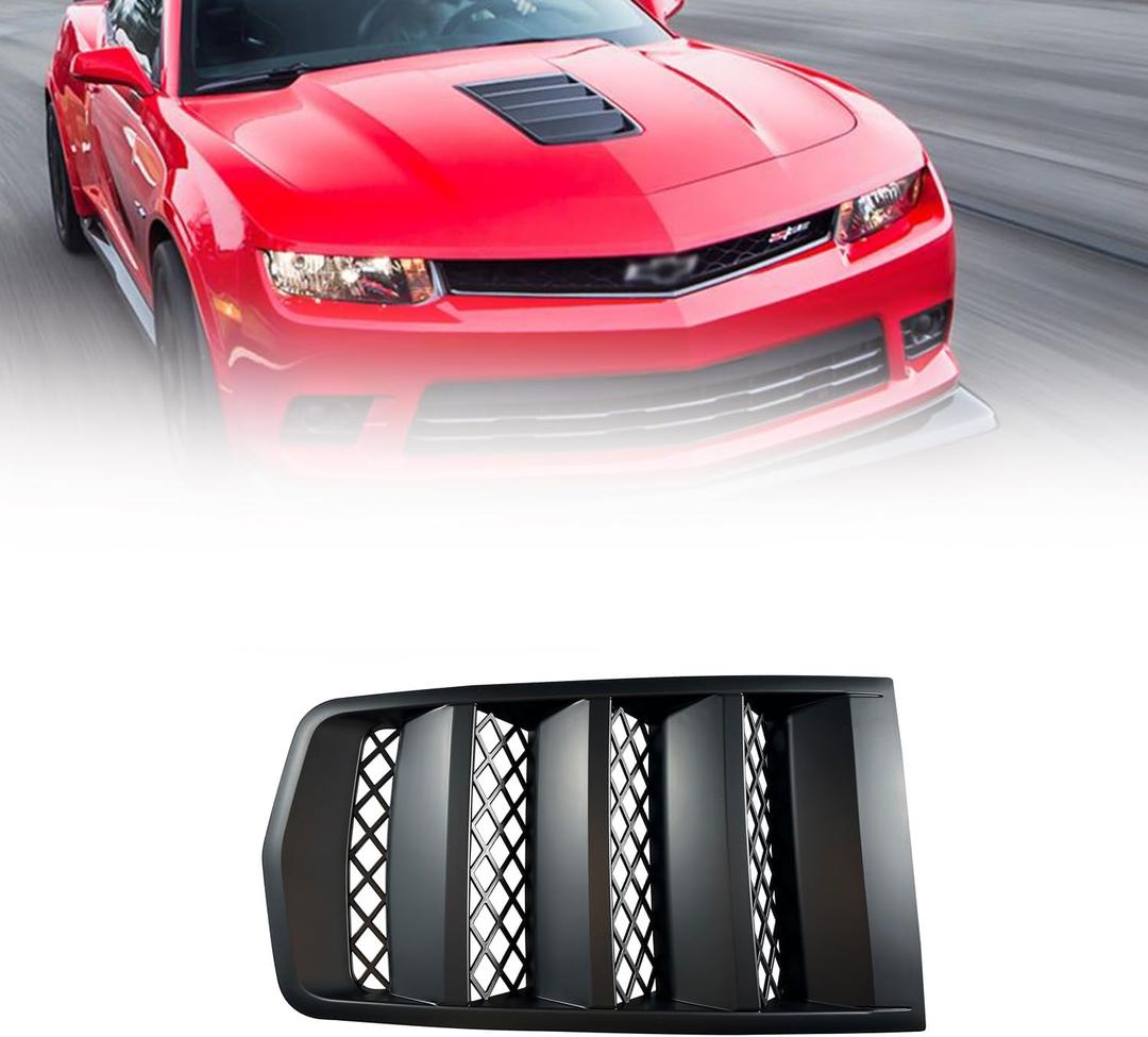 Hood Scoop Vents Grille Matt Black Compatible with 2014 2015 Chevy Camaro, Replacement for 22828242