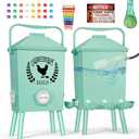 Tgeyd 4.2-Gallon Gravity Chicken Feeder & Waterer Set No-Waste Poultry Feeder with Automatic Water Dispenser, Rainproof Lid, Raised Stand Legs & Anti-Roost Cone