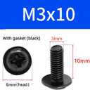 6 x 20 Pcs M3 Screws Assortment,Machine Screws with Nuts Washers, Phillips Head M3 x 10mm Black with Washers (20, M3)