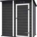 Keter Essential Shed 4x6 Resin Outdoor Storage Shed Ideal Storage for Patio Furniture, Garden Tools Bike Accessories, Beach Chairs and Lawn Mower, Black and White