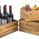 3 PCS Decorative Nesting Wooden Crates for Storage Display 3 Sizes Large & Small Pine Wood Crate Box Rustic Farmhouse Style Containers with Handles for Home Organization