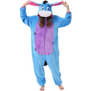 QSTYLE Adult Animal Onesie Halloween Costume,One Piece Cosplay Suit for Women and Men (Medium, Blue-b)