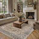 Area Rug 8x10 Brown Vintage Floral Washable Farmhouse Style