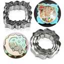 Circle and Square Fancy Plaque Frame Cookie Cutters Shapes Molds - Stainless Steel 8pcs, Fondant Cutters for Baking,Wedding,Birthday,Christmas, for DIY Decorations (Stainless steel)