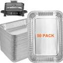 50 Pack Drip Pan Liner for Ninja Woodfire Outdoor Grill - Grease Tray Liners Compatible with Ninja OG701/OG751/OG700 & Weber Genesis, Disposable Aluminum Foil Grease Trays, 8.5" X 6" (for Ninja &Weber Grill)