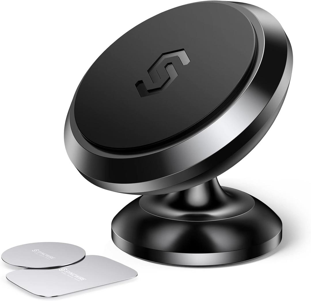 Syncwire Magnetic Car Phone Holder for Dashboard, Cell Phone Car Kits, 360 Adjustable Magnet Cell Phone Mount Compatible with iPhone, Samsung, LG, GPS, Mini Tablet and More (Black)