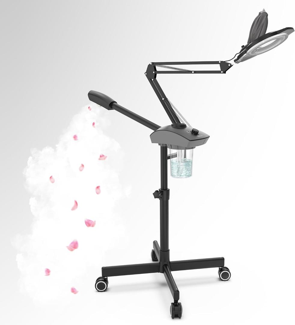 TASALON Professional 2-in-1 Facial Steamer, Ozone Face Steamer with 5X Magnifying Lamp Deep Cleaning Pore,Hot Mist Face Steamer Salon Spa Beauty Skin Care Equipment, Aroma Therapy Nozzle Included