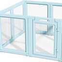 DIY Clear Acrylic Dog Playpen House,Quick Easy Assembly and Disassembly,Strong Floor Suction,Indoor and Outdoor Use,Easy Cleansing Puppy Fence (Sky Blue, 30.3" H, 10PCS)